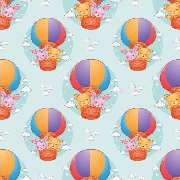 Papel de Parede Adesivo Infantil Animais nas Nuvens N018076