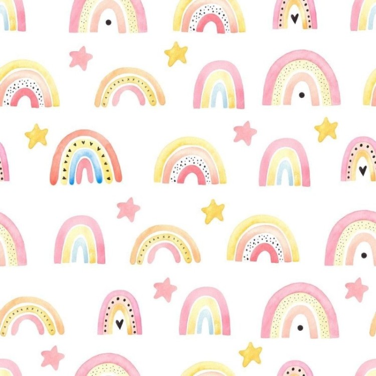 Papel de Parede Adesivo Infantil Arco Iris Boho...