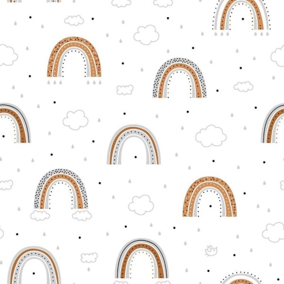 Papel de Parede Adesivo Infantil Arco-Íris Nuvens N016034
