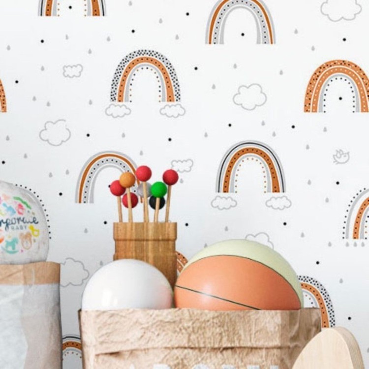 Papel de Parede Adesivo Infantil Arco-Íris...
