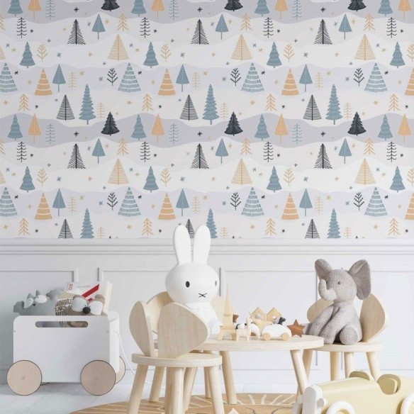 Papel de Parede Adesivo infantil árvores no inverno N014053