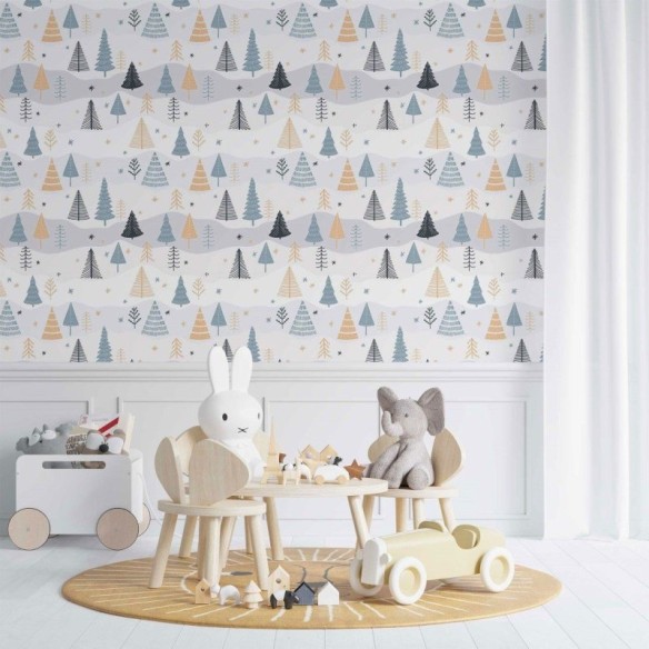 Papel de Parede Adesivo infantil árvores no inverno N014053