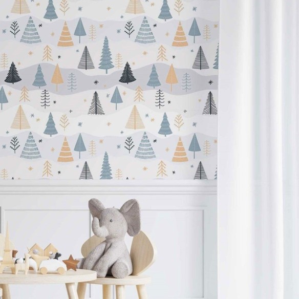 Papel de Parede Adesivo infantil árvores no inverno N014053