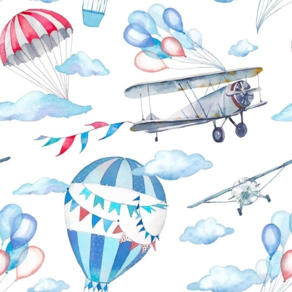 Papel de Parede Adesivo Infantil Aviões e Balões N011098