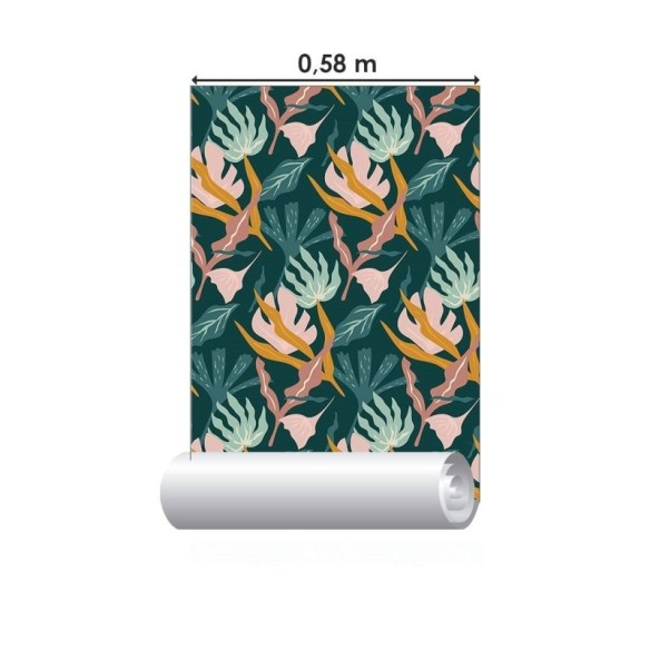 Papel de Parede Adesivo Abstrato Folhas Exóticas N019042