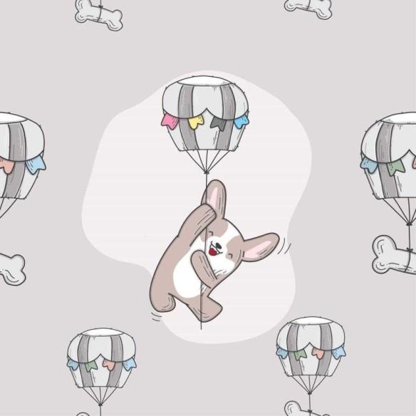 Papel de Parede Adesivo Infantil Balão Pet e Ossinhos N07043