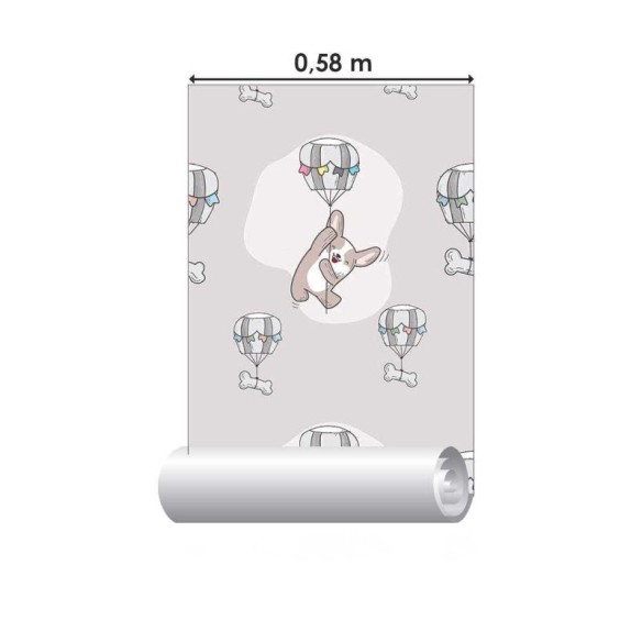 Papel de Parede Adesivo Infantil Balão Pet e Ossinhos N07043