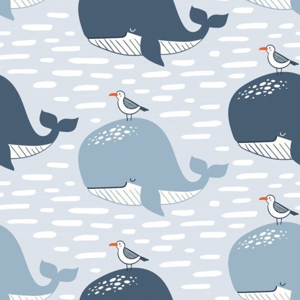 Papel de Parede Adesivo Infantil Baleias N015020