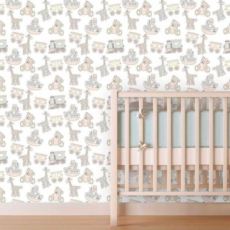 Papel de Parede Adesivo Infantil Branco 53900092