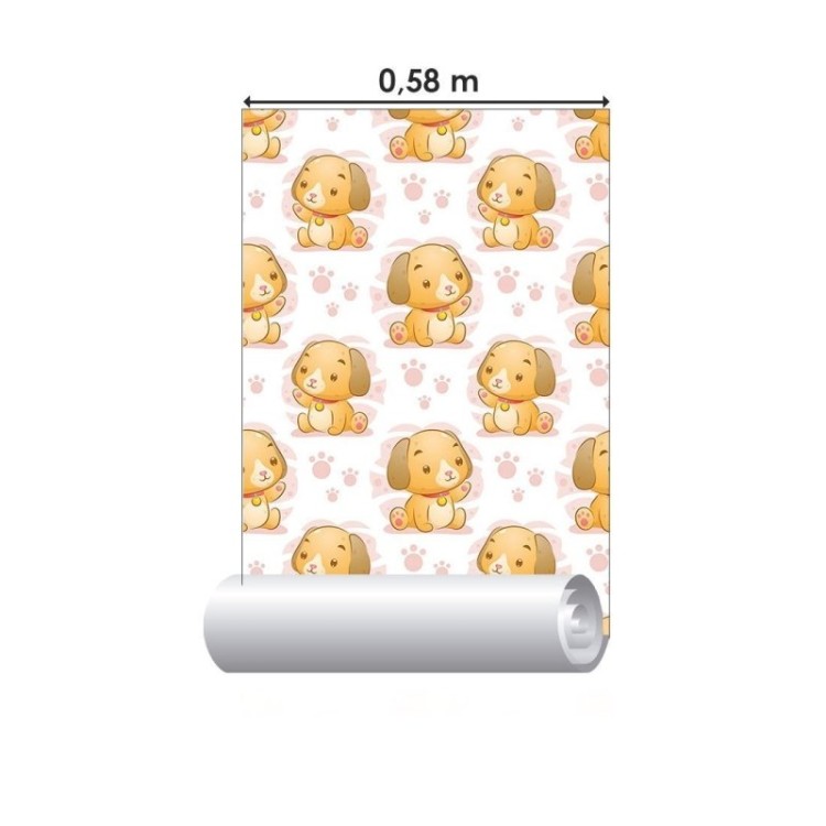 Papel de Parede Adesivo Infantil Cachorrinhos...