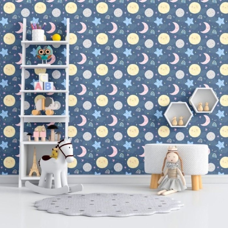 Papel de Parede Adesivo Infantil Céu Noturno...