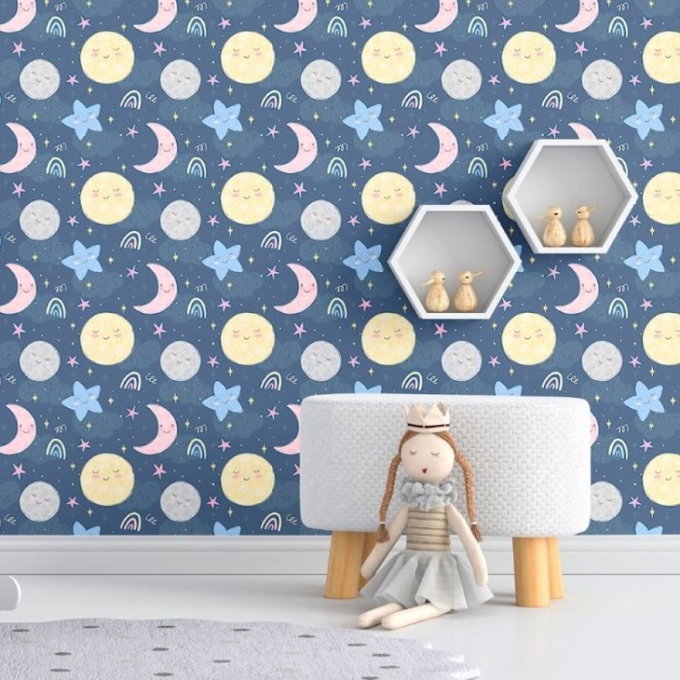 Papel de Parede Adesivo Infantil Céu Noturno...