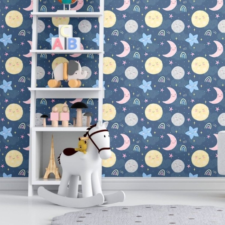 Papel de Parede Adesivo Infantil Céu Noturno...
