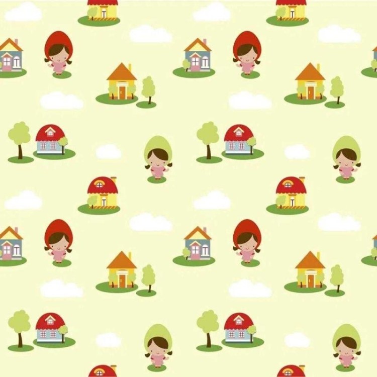 Papel de Parede Adesivo Infantil Chapeuzinho...