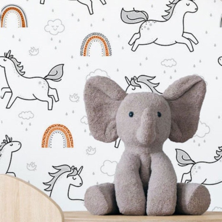 Papel de Parede Adesivo Infantil Chuva E Arco...