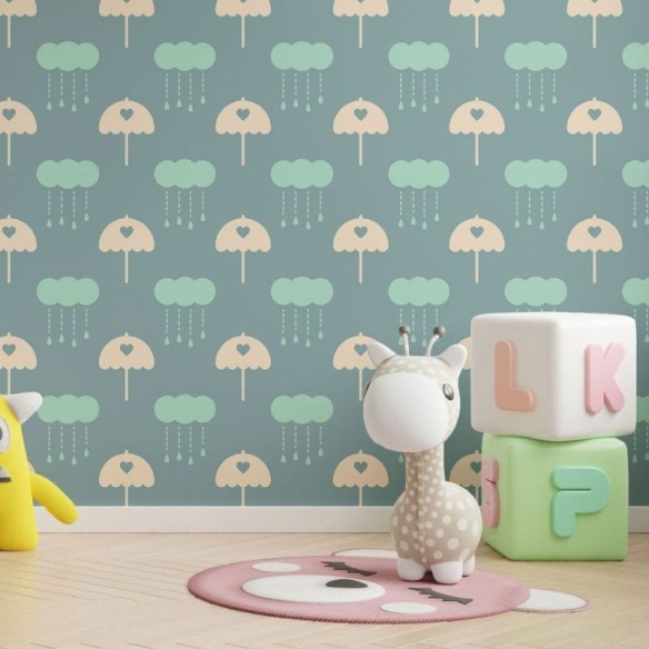 Papel de Parede Adesivo Infantil Chuva N013170