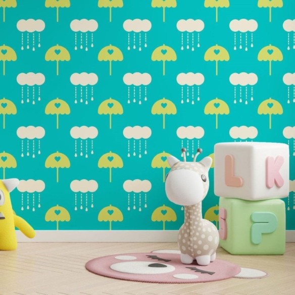 Papel de Parede Adesivo Infantil Chuva N013177
