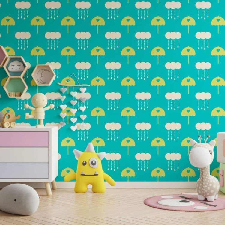 Papel de Parede Adesivo Infantil Chuva N013177