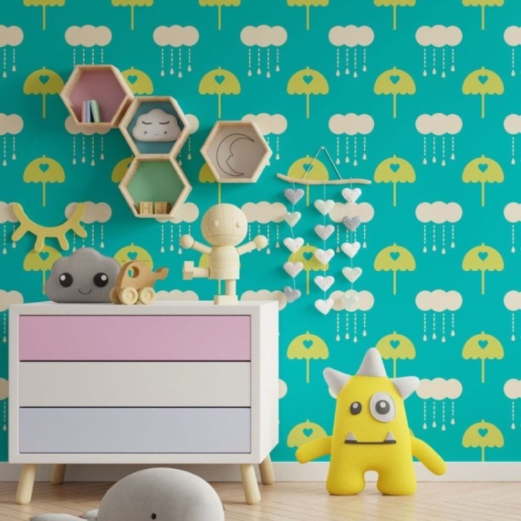 Papel de Parede Adesivo Infantil Chuva N013177