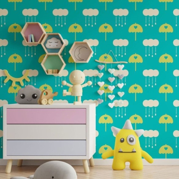 Papel de Parede Adesivo Infantil Chuva N013177