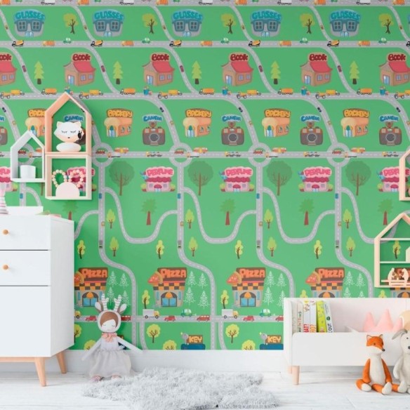 Papel de Parede Adesivo Infantil Cidade N011092