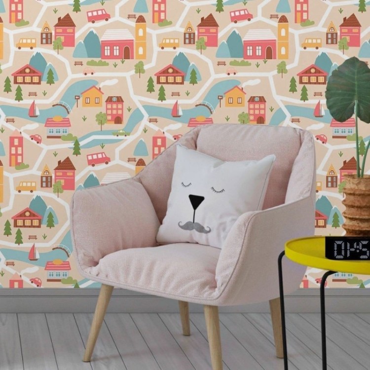 Papel de Parede Adesivo Infantil Cidade N017084