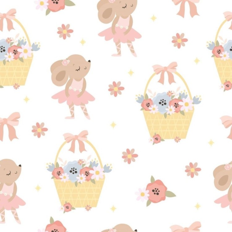 Papel de Parede Adesivo Infantil Coelhas...