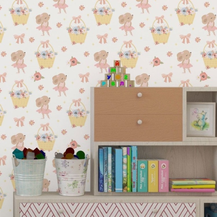 Papel de Parede Adesivo Infantil Coelhas...