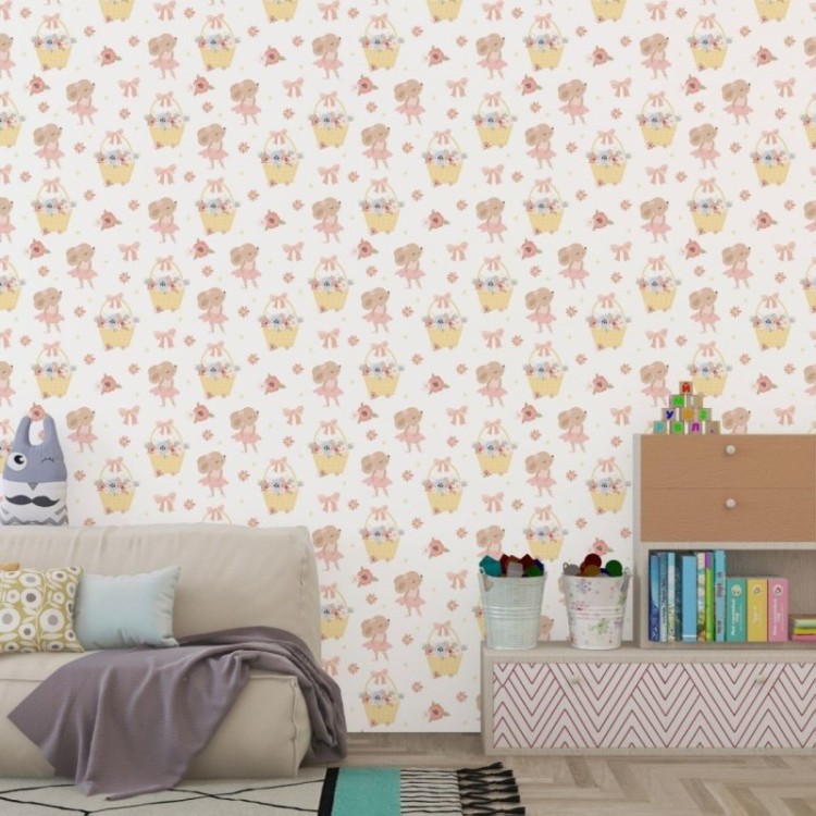 Papel de Parede Adesivo Infantil Coelhas...