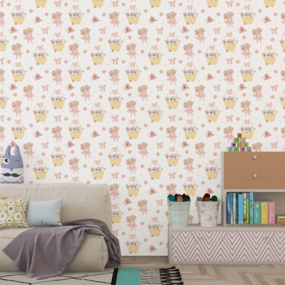 Papel de Parede Adesivo Infantil Coelhas Bailarinas N019027