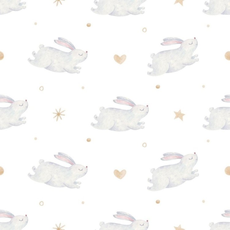 Papel de Parede Adesivo Infantil Coelhinhos...