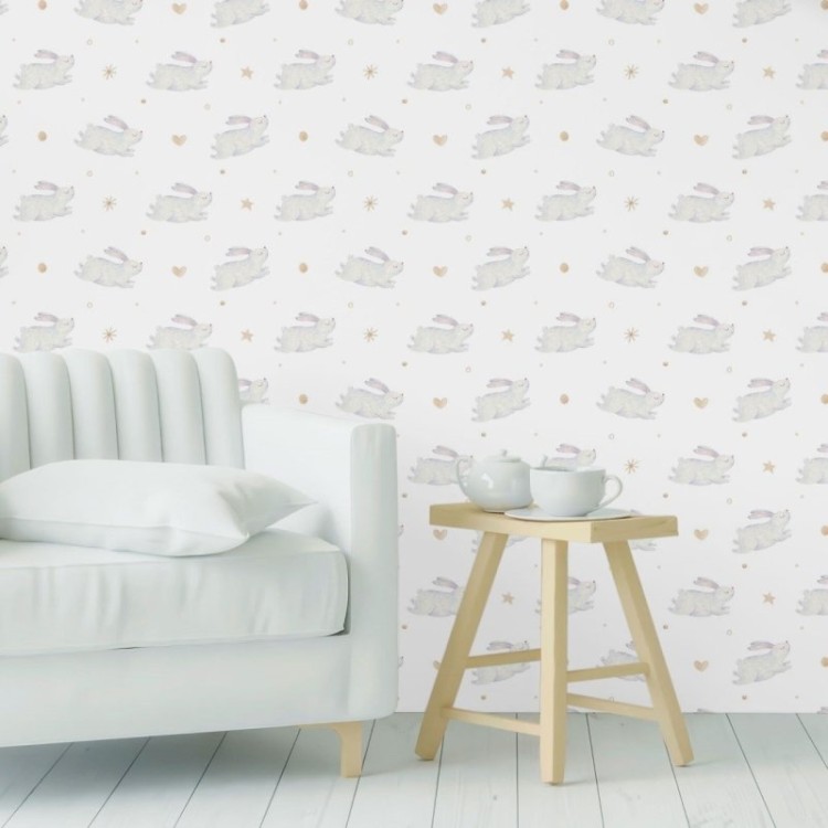 Papel de Parede Adesivo Infantil Coelhinhos...