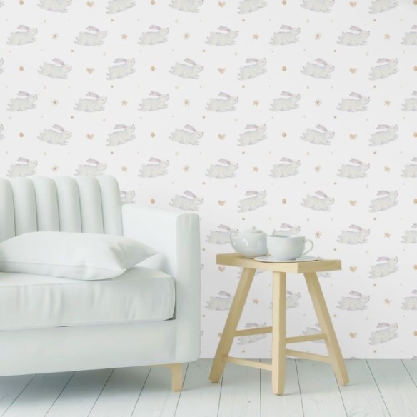 Papel de Parede Adesivo Infantil Coelhinhos N019080