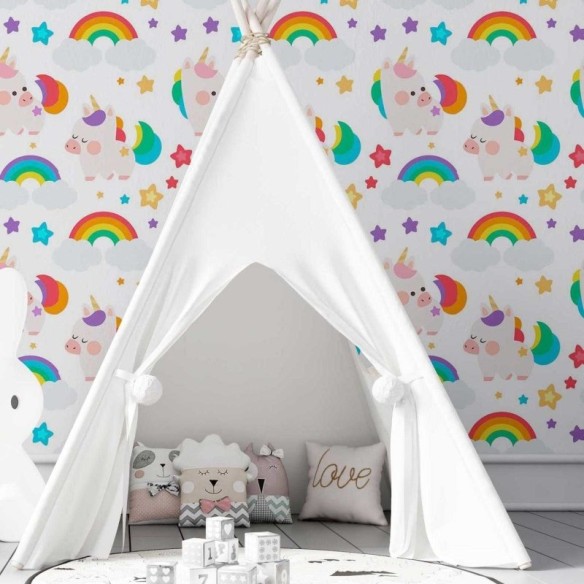 Papel de Parede Adesivo Infantil colorido arco iris N03030