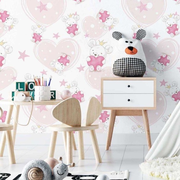 Papel de Parede Adesivo Infantil Coração N02286