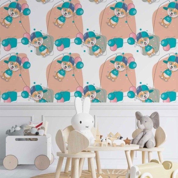 Papel de Parede Adesivo Infantil Corgi N014037