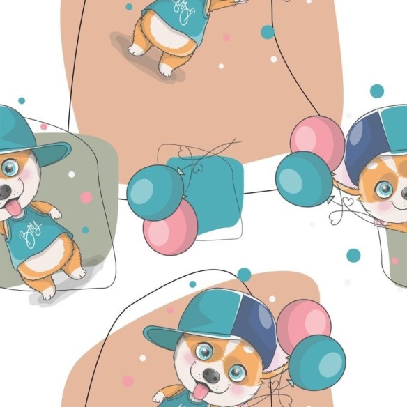 Papel de Parede Adesivo Infantil Corgi N014037
