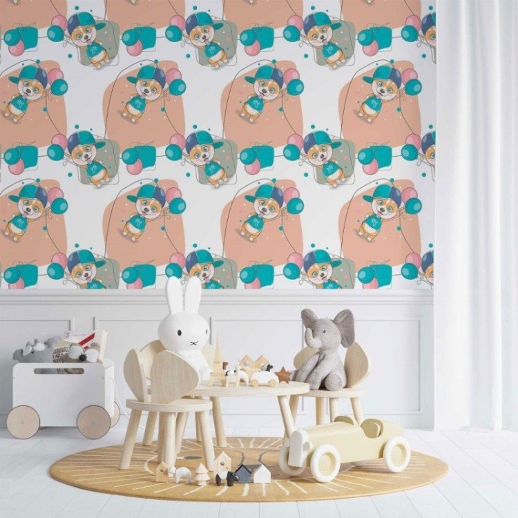 Papel de Parede Adesivo Infantil Corgi N014037