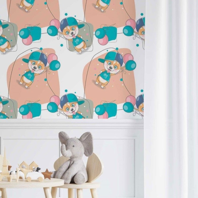 Papel de Parede Adesivo Infantil Corgi N014037