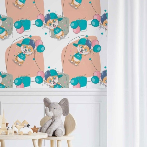 Papel de Parede Adesivo Infantil Corgi N014037