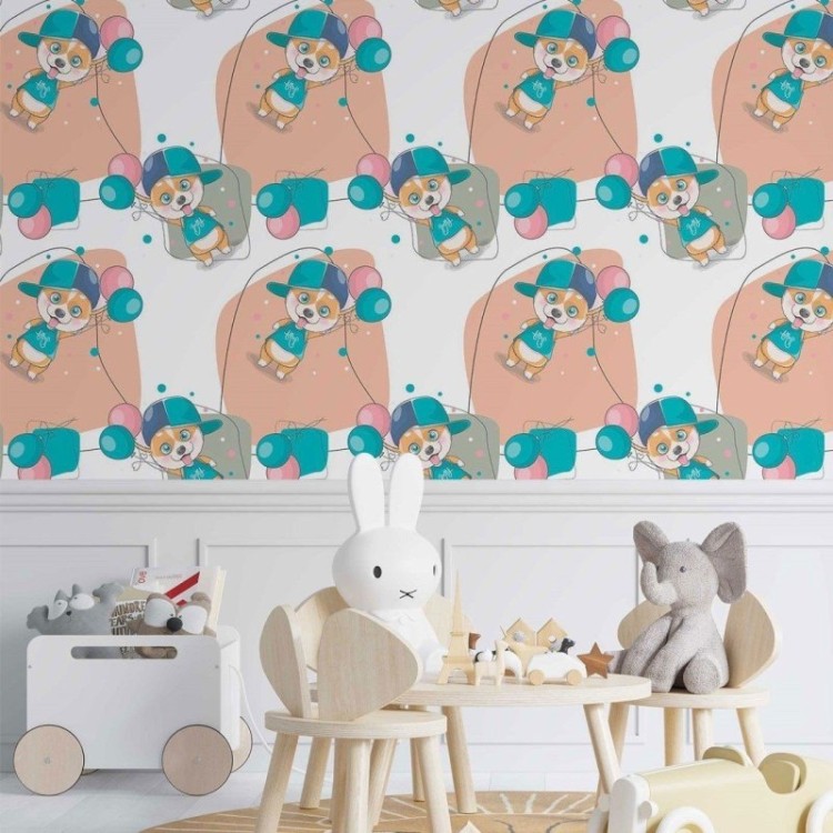 Papel de Parede Adesivo Infantil Corgi N014037