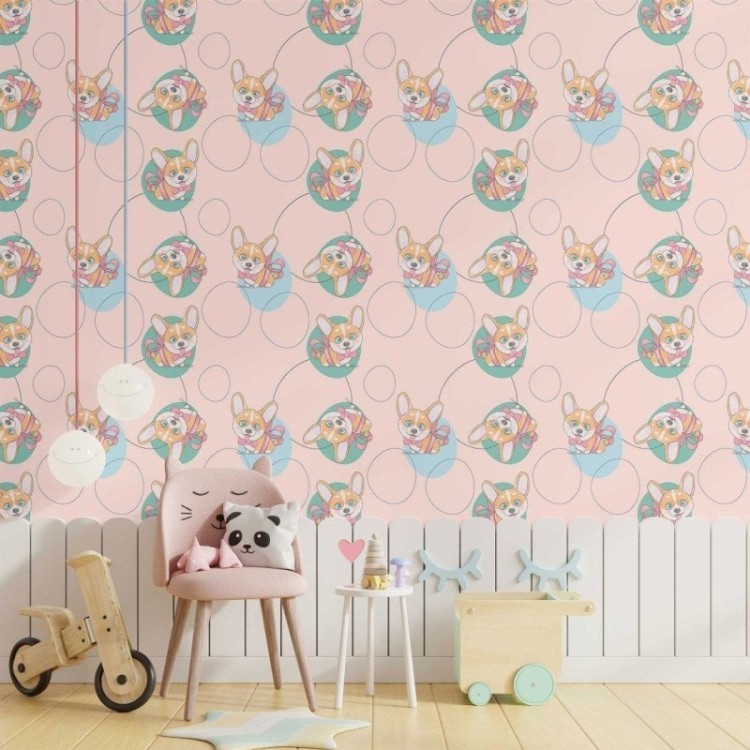 Papel de Parede Adesivo Infantil Corgi N014038