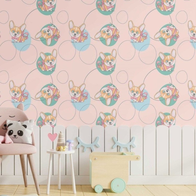 Papel de Parede Adesivo Infantil Corgi N014038