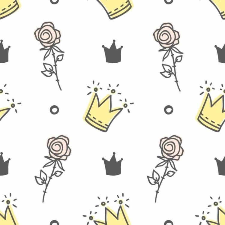 Papel de Parede Adesivo Infantil Coroa e Rosa...