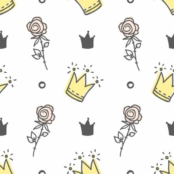 Papel de Parede Adesivo Infantil Coroa e Rosa N07010
