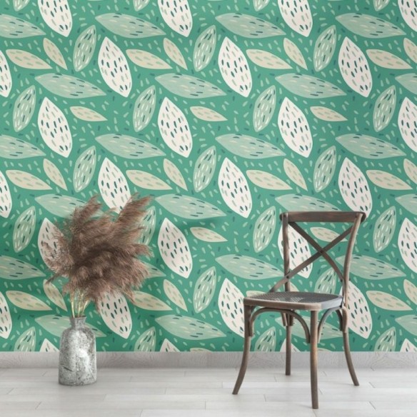 Papel de Parede Adesivo Abstrato Folhas N013238