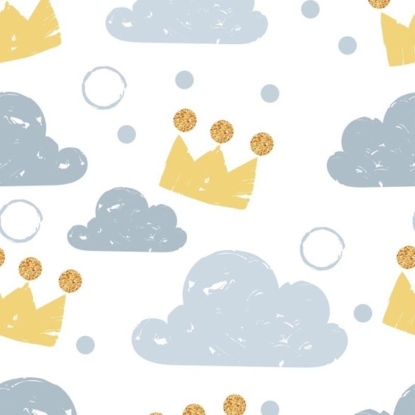 Papel de Parede Adesivo Infantil Coroas nas Nuvens N013200
