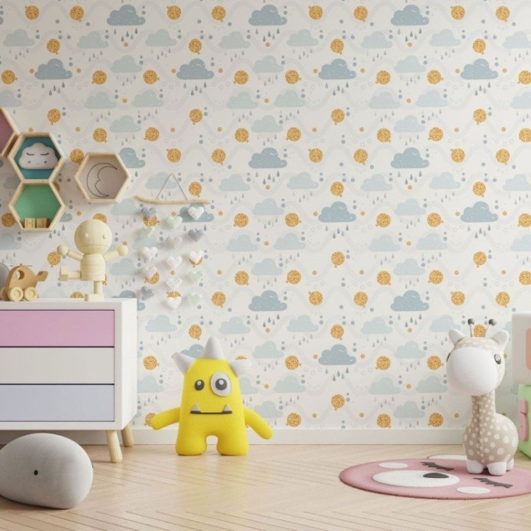 Papel de Parede Adesivo Infantil Dia Chuvoso...