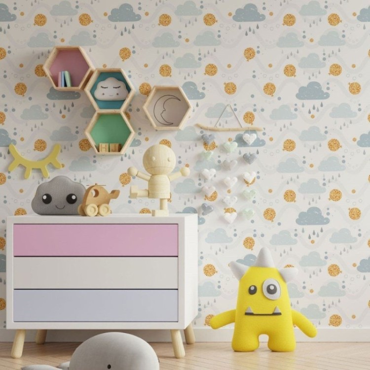 Papel de Parede Adesivo Infantil Dia Chuvoso...