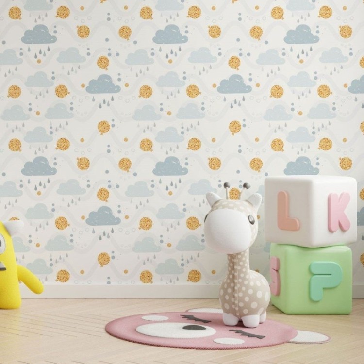 Papel de Parede Adesivo Infantil Dia Chuvoso...